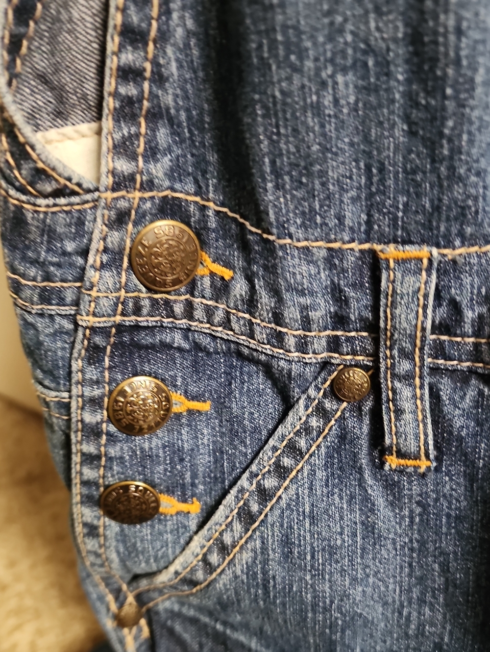 VTG Squeeze Jeans Y2K Rhinestone Bling Denim Overalls Girls Medium(10) Excellent - Picture 10 of 12